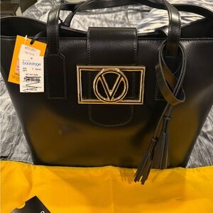Valentino Black Tote with Gold Logo